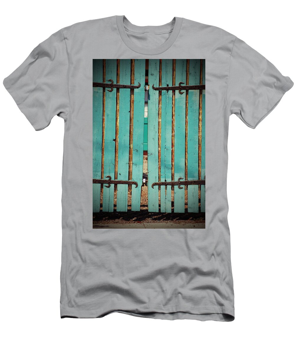 Turquoise T-Shirt featuring the photograph The Turquoise Gate by Holly Blunkall