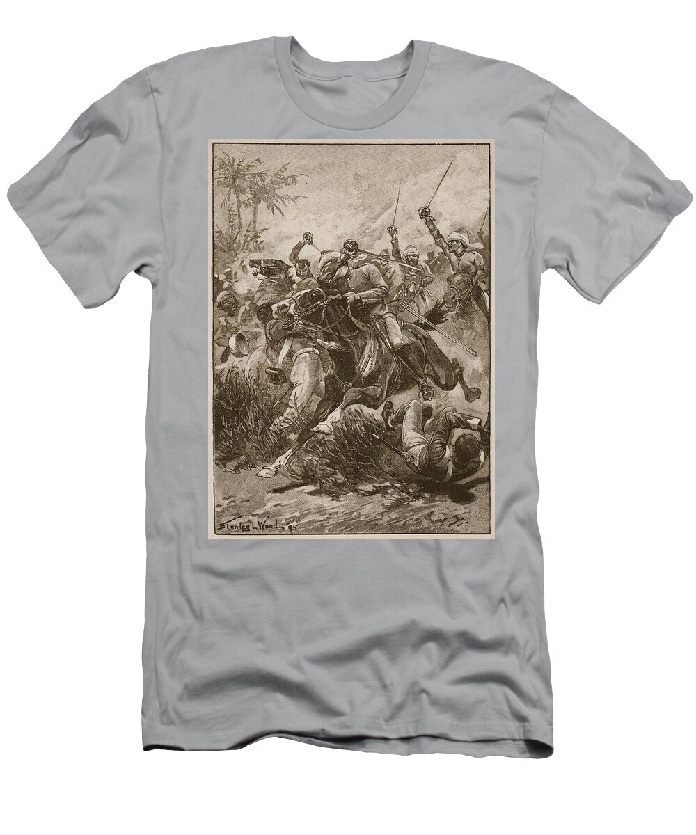 Indian Mutiny T-Shirt featuring the drawing The Volunteer Cavalry Charged by Stanley L. Wood