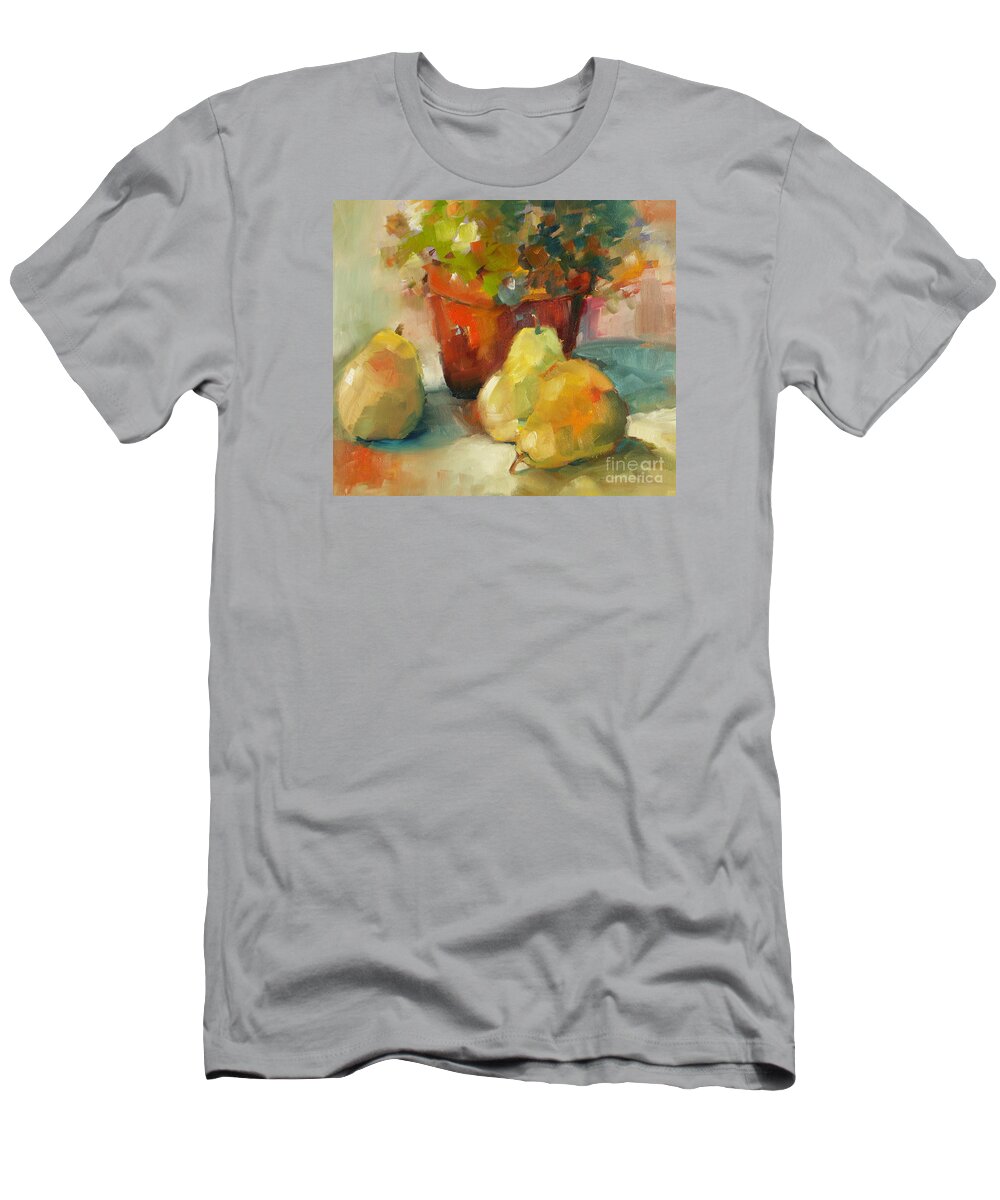 Still Life T-Shirt featuring the painting Three Pears and a Pot by Michelle Abrams