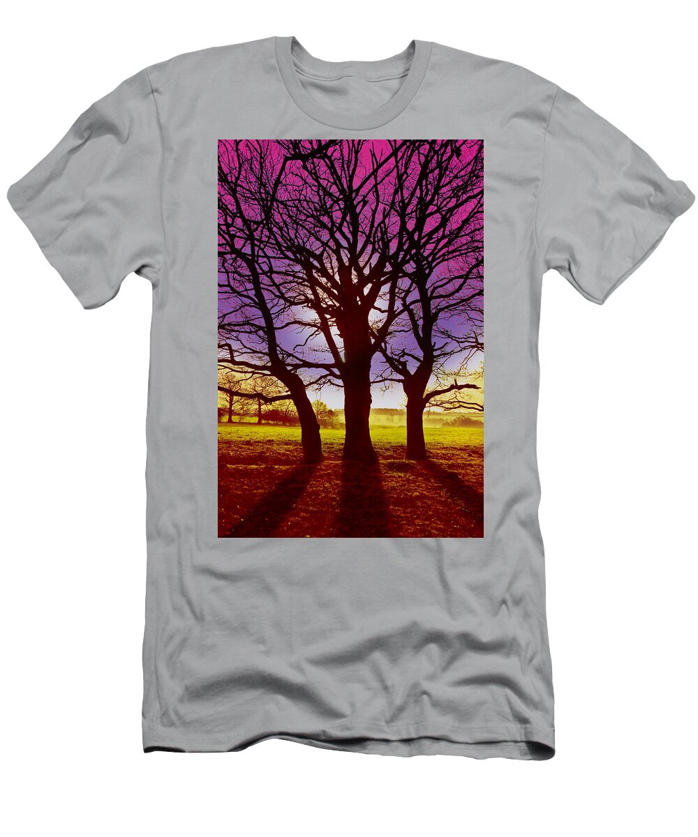 Landscape T-Shirt featuring the digital art Three Trees by David Davies