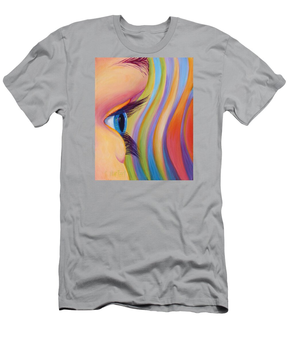Eye T-Shirt featuring the painting Through the Eyes of a Child by Sandi Whetzel