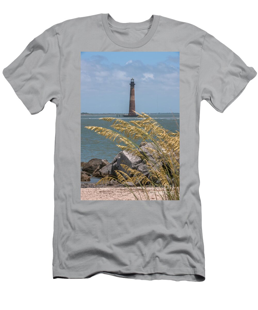 Morris Island Lighthouse T-Shirt featuring the photograph Through the Sea Grass by Dale Powell