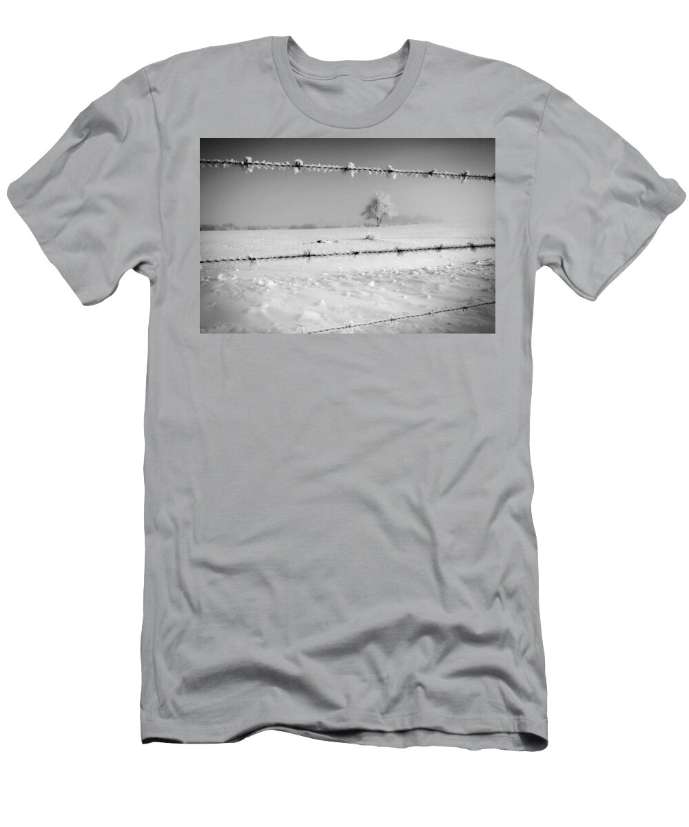 Barbed Wire T-Shirt featuring the photograph Thru the Wire by Rick Bartrand