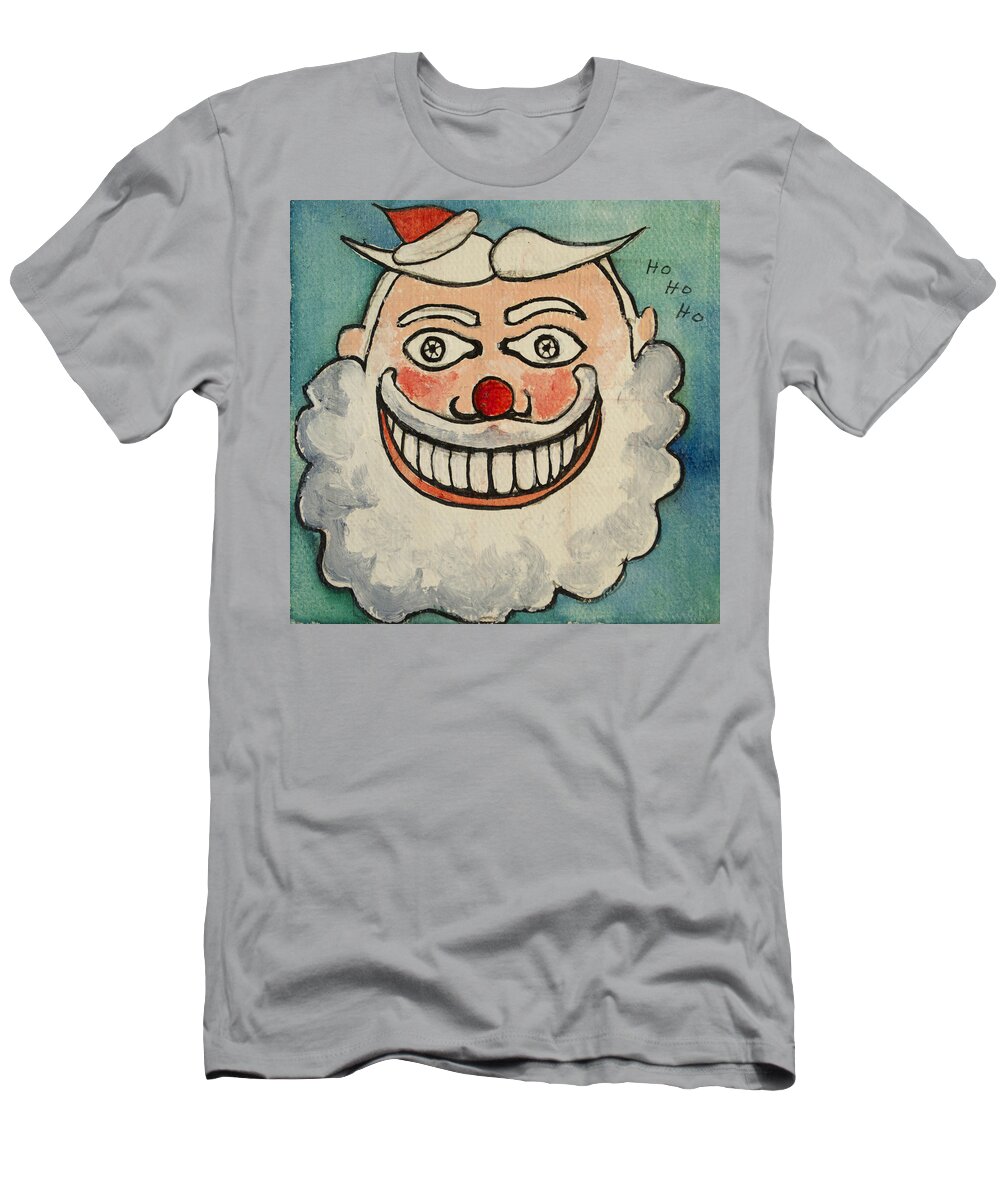 Santa Tillie T-Shirt featuring the painting Tillie as the Jolly Santa by Patricia Arroyo