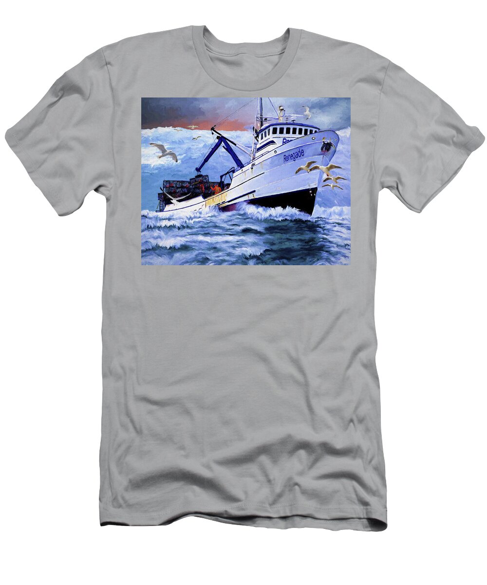 Alaskan King Crabber T-Shirt featuring the painting Time To Go Home by David Wagner