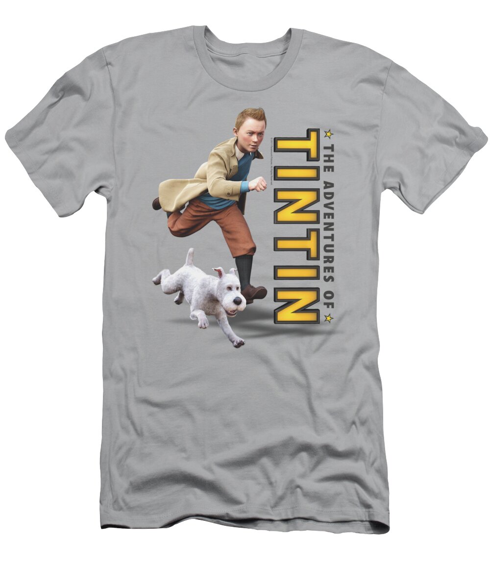 The Adventures Of Tintin T-Shirt featuring the digital art Tintin - Come On Snowy by Brand A