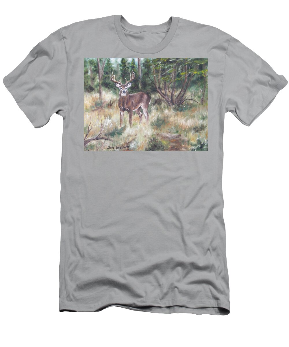 Deer T-Shirt featuring the painting Too Tempting by Lori Brackett