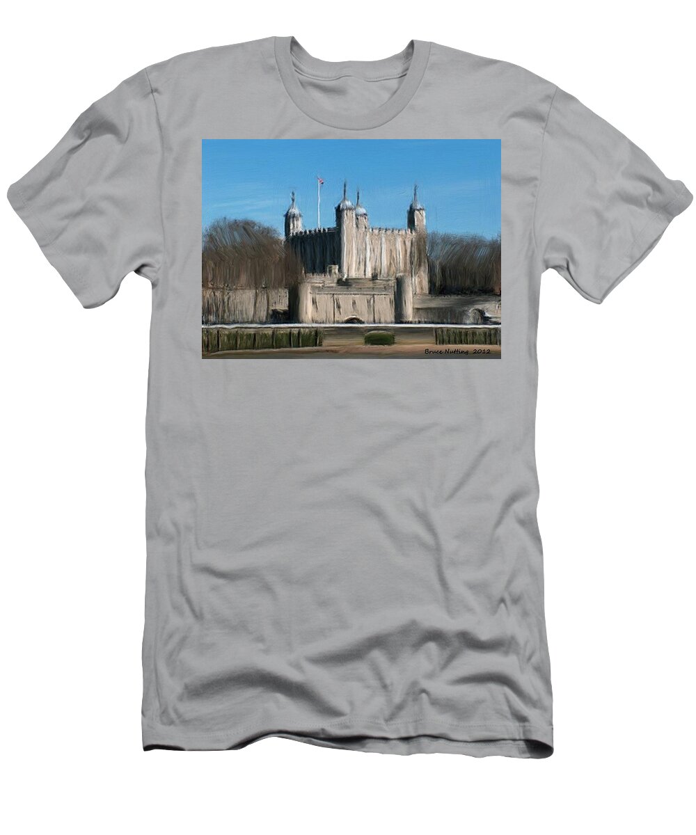 Tower T-Shirt featuring the painting Tower of London by Bruce Nutting