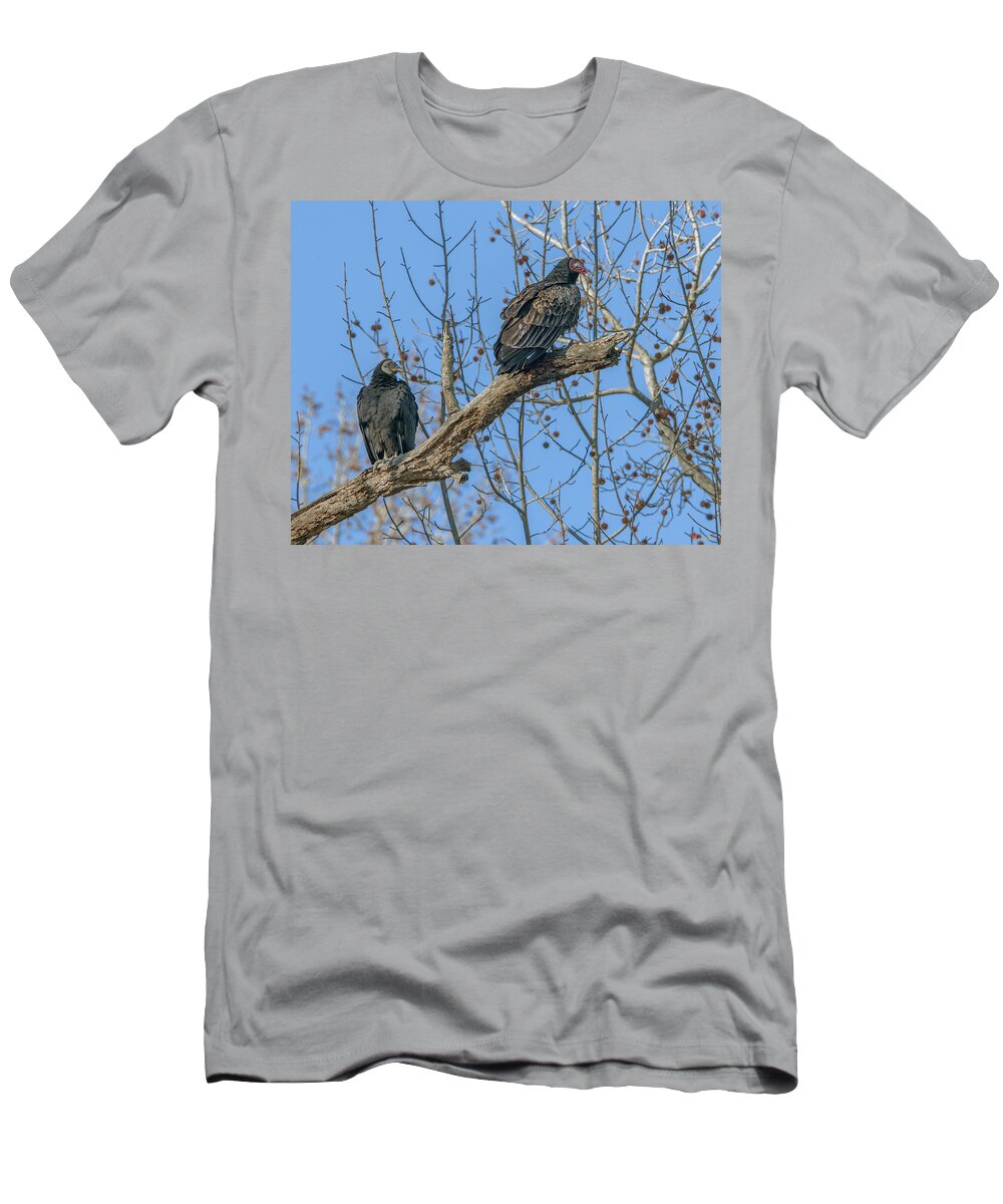 Marsh T-Shirt featuring the photograph Turkey and Black Vultures DRB171 by Gerry Gantt