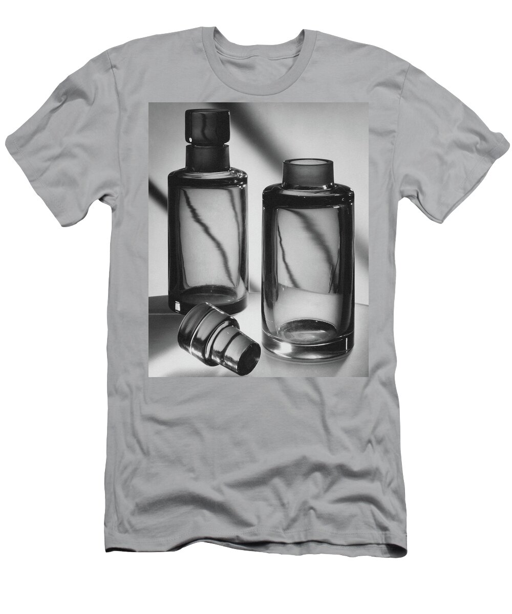 Black And White T-Shirt featuring the photograph Two Glass Decanters by Peter Nyholm