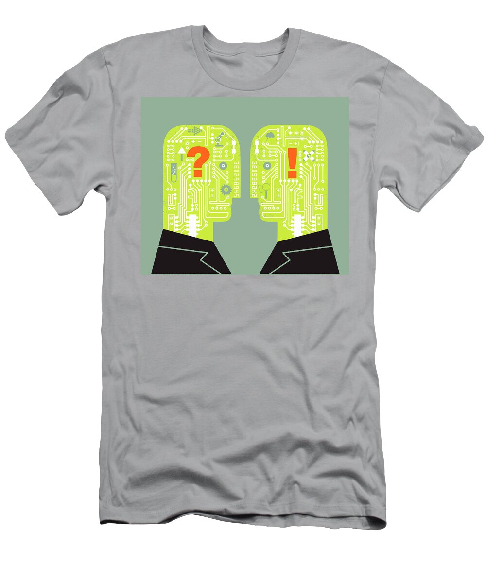 Adult T-Shirt featuring the photograph Two Men Face To Face With Circuit Board by Ikon Ikon Images