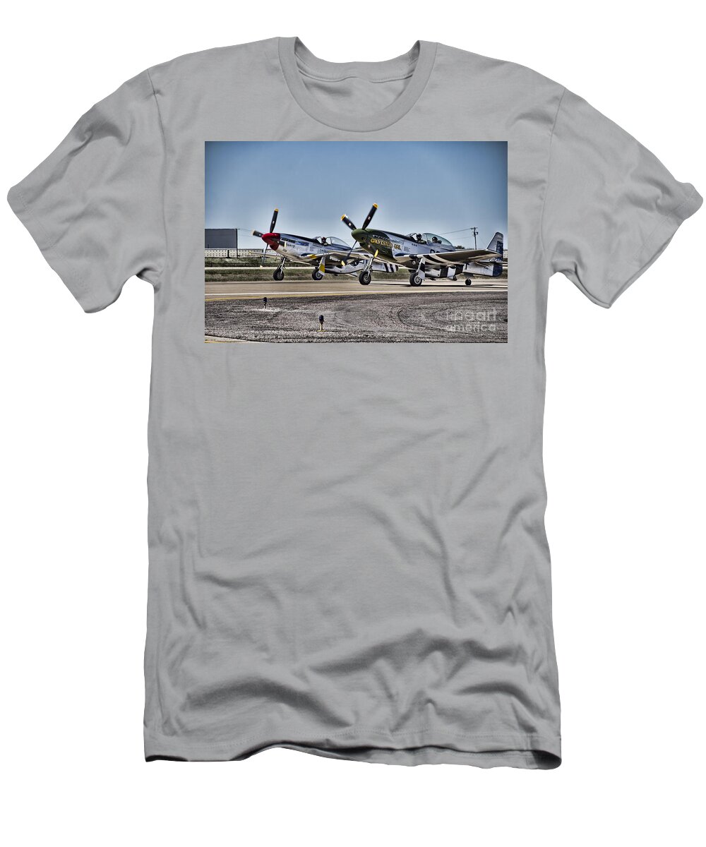 North American P-51d Mustang T-Shirt featuring the photograph Two of a Kind V3 by Douglas Barnard