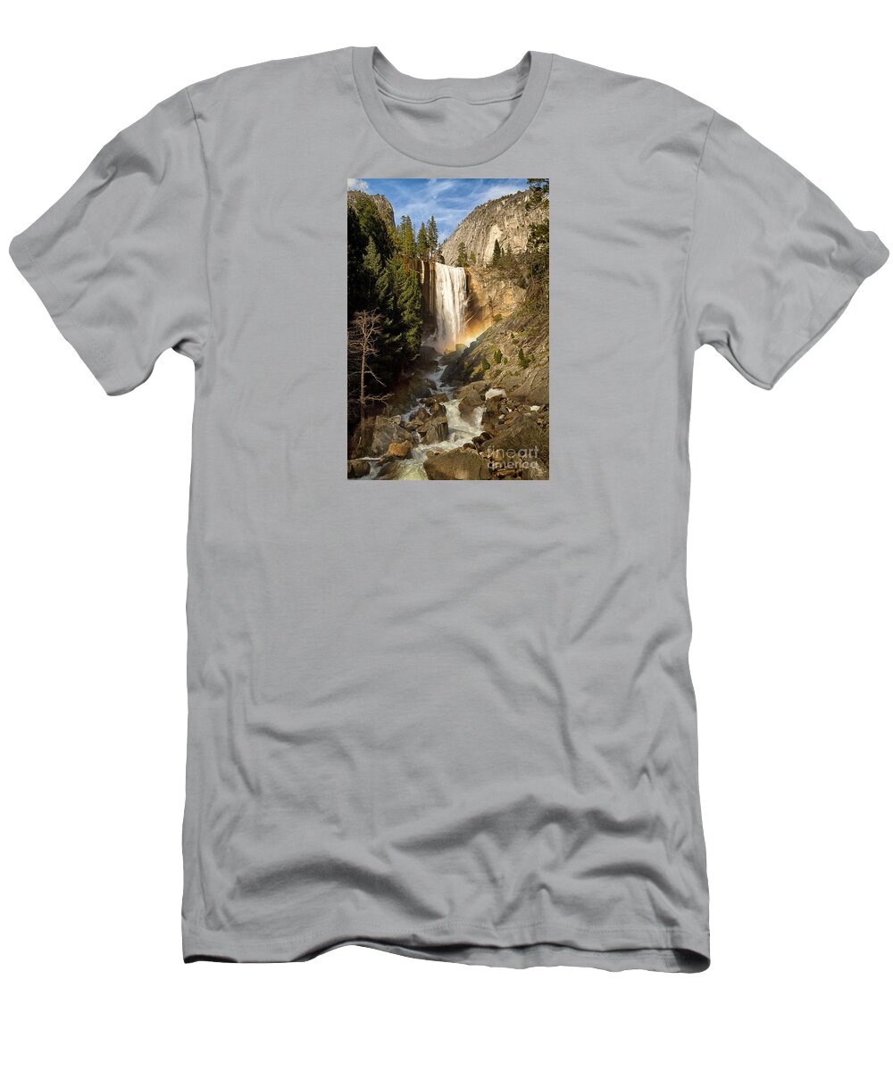 California T-Shirt featuring the photograph Vernal Fall rainbow by Alice Cahill