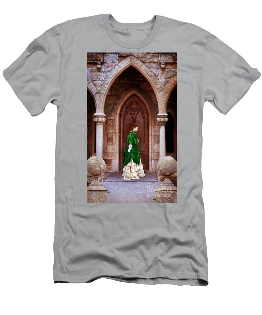 Victorian T-Shirt featuring the photograph Victorian Lady at a Doorway by Jill Battaglia