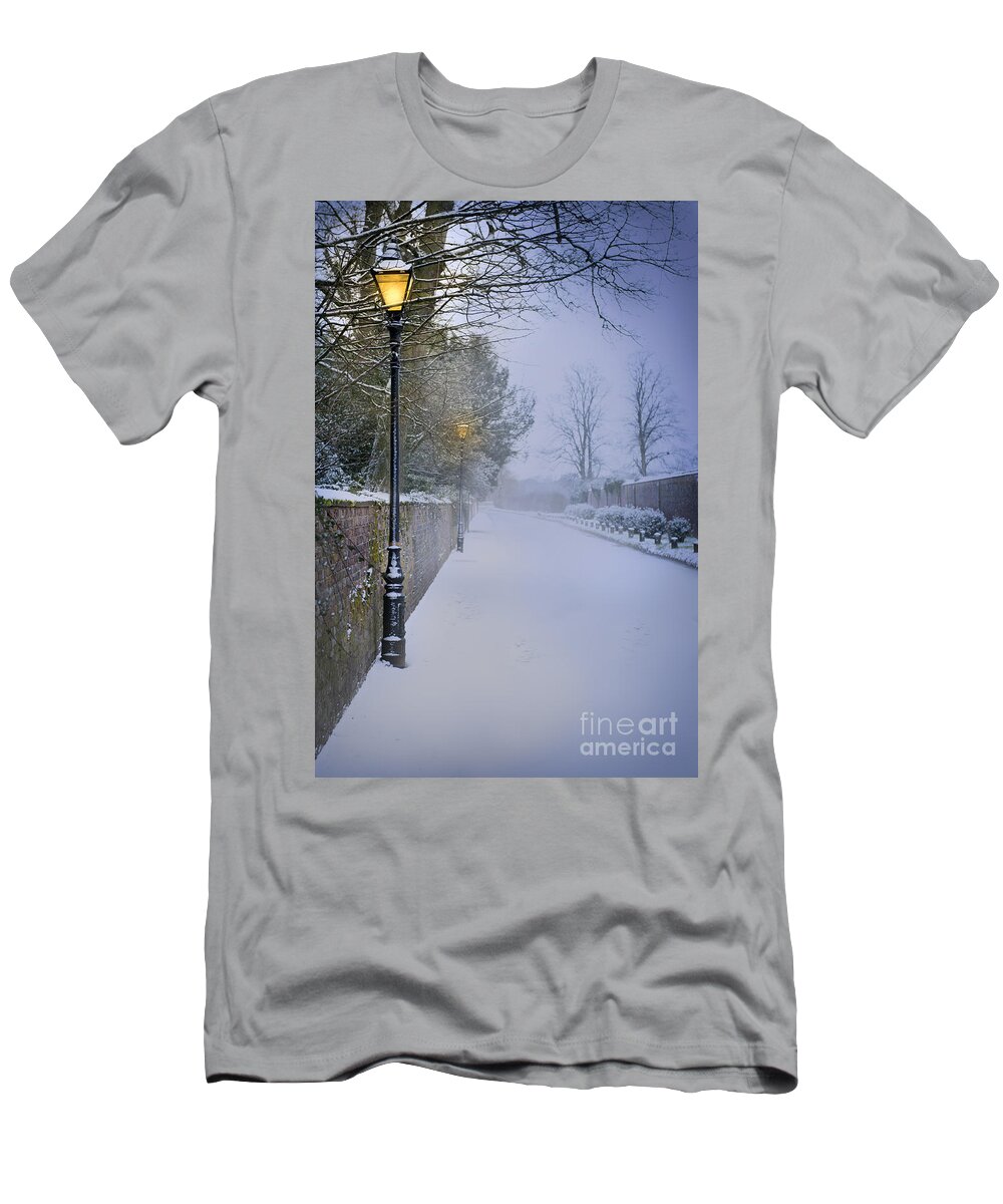 Winter T-Shirt featuring the photograph Victorian Winter Street Scene by Lee Avison