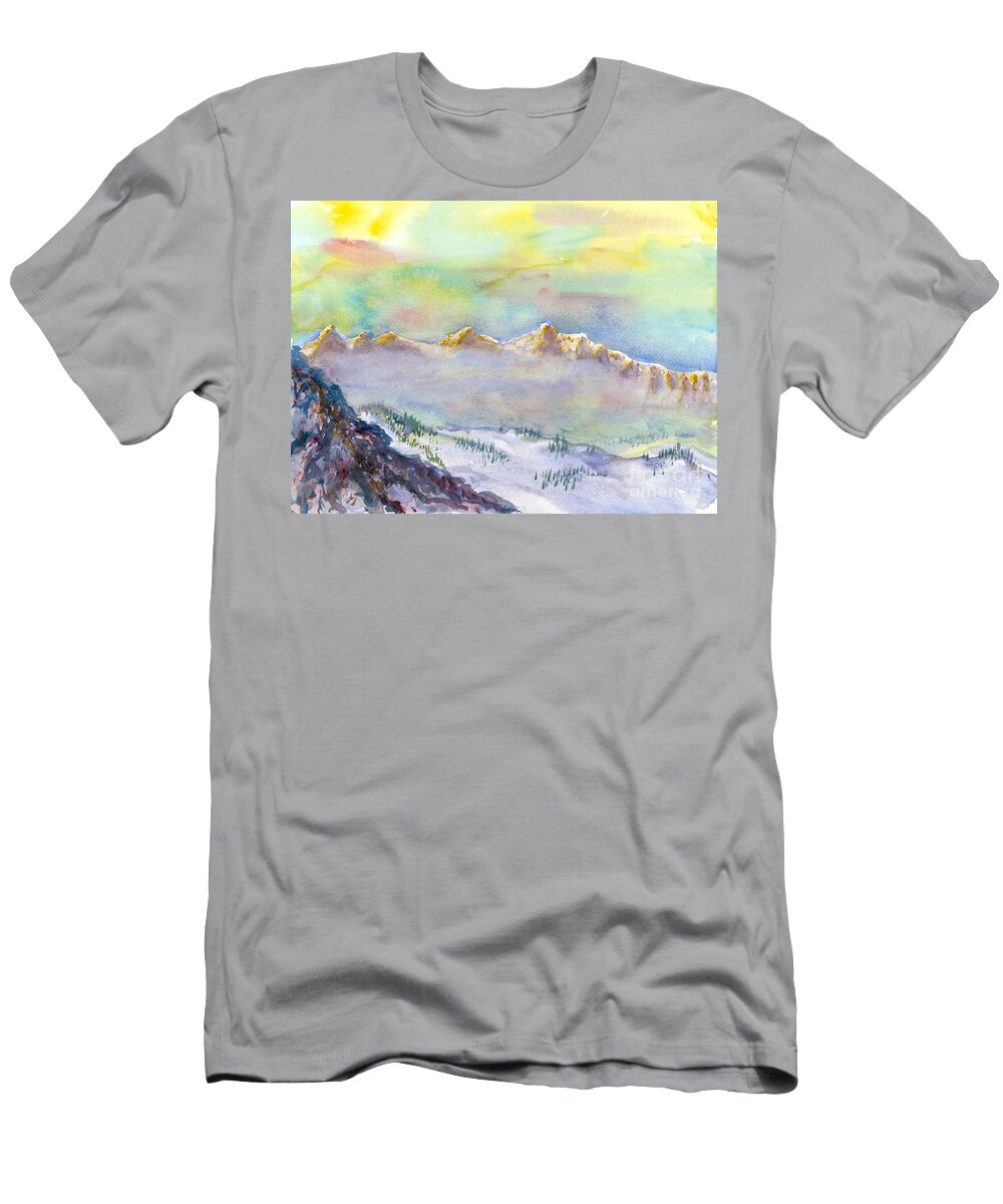 Snowbird Ski Area T-Shirt featuring the painting View from Snowbird by Walt Brodis