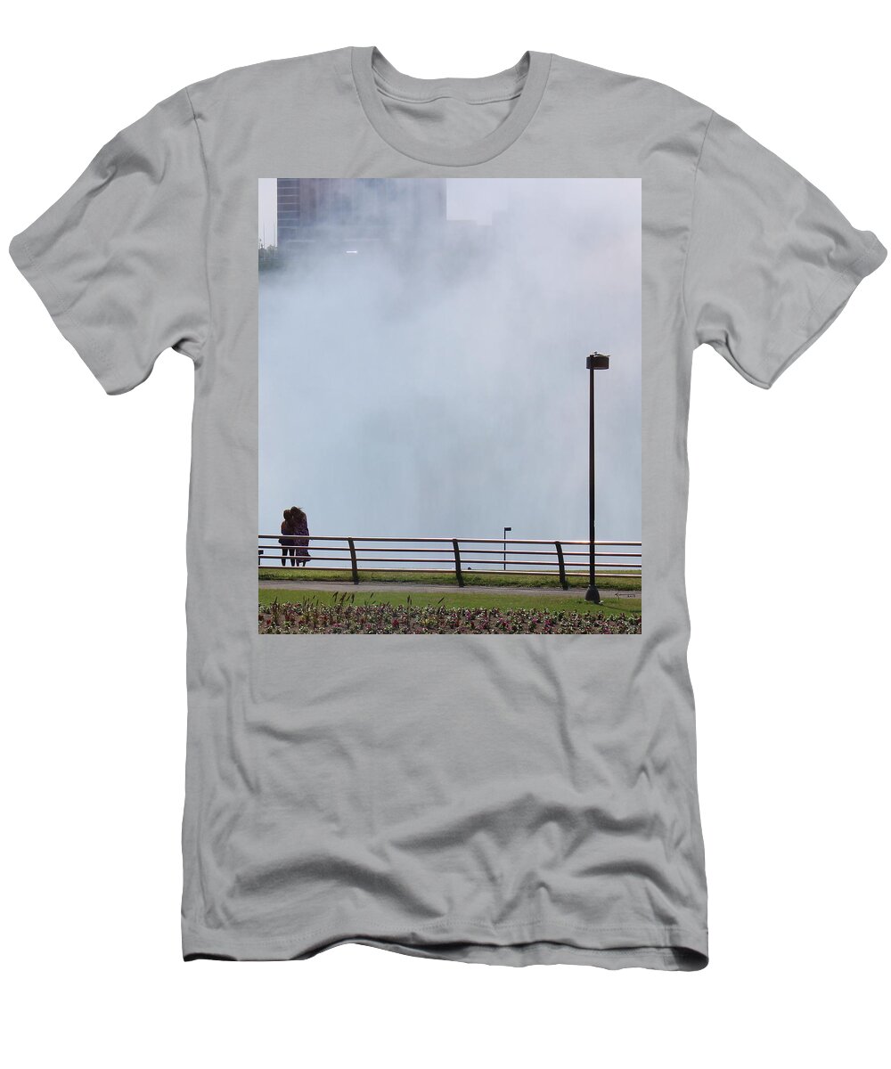 Landmark T-Shirt featuring the photograph Viewers of the Niagara Falls by Kume Bryant