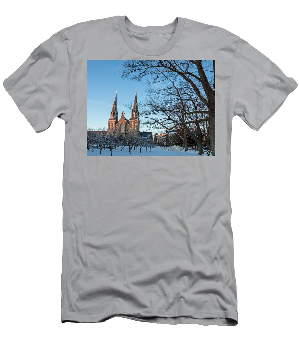 Villanova T-Shirt featuring the photograph Villanova Winter Saint Thomas by Photographic Arts And Design Studio