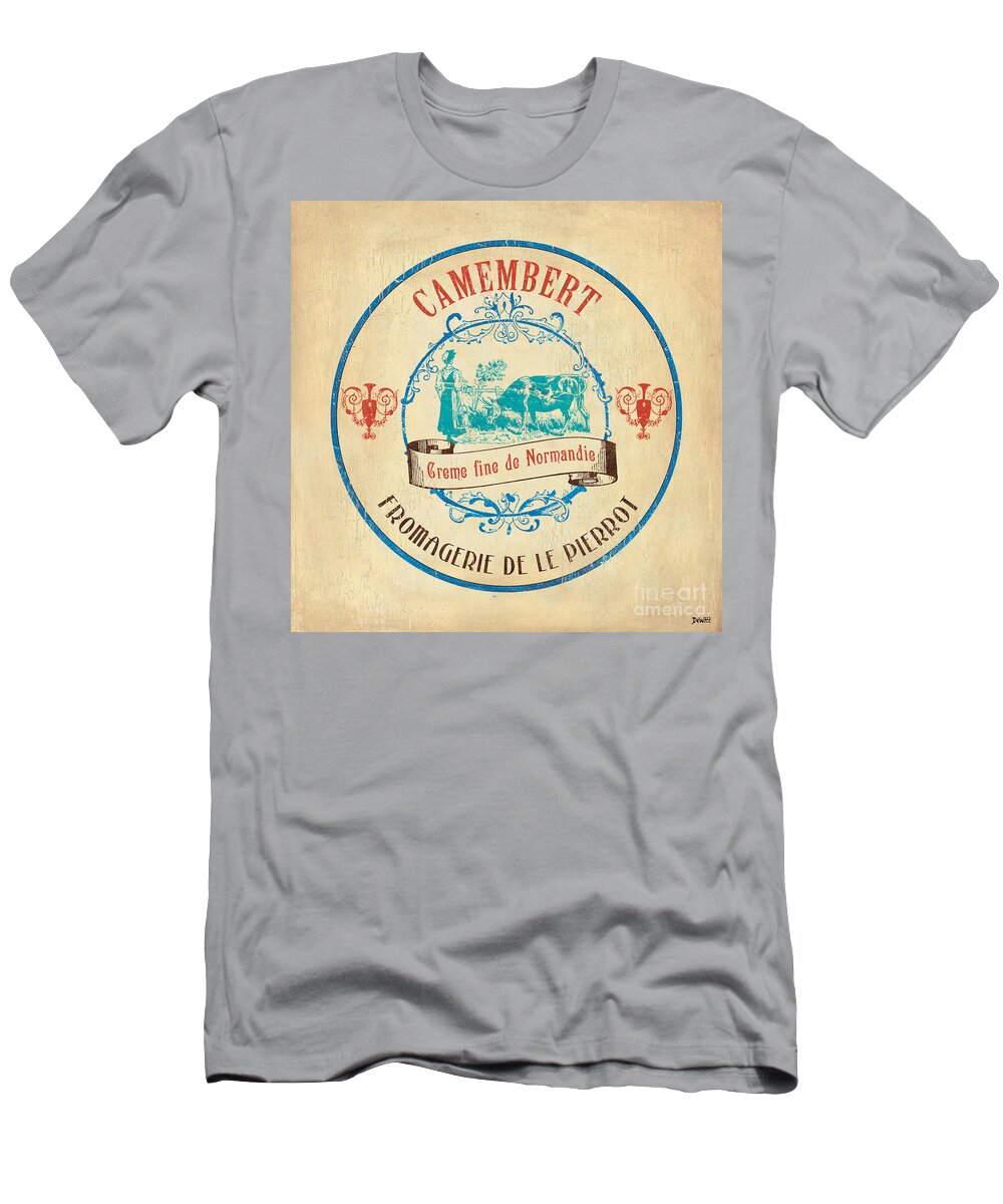 Cuisine T-Shirt featuring the painting Vintage Cheese Label 3 by Debbie DeWitt