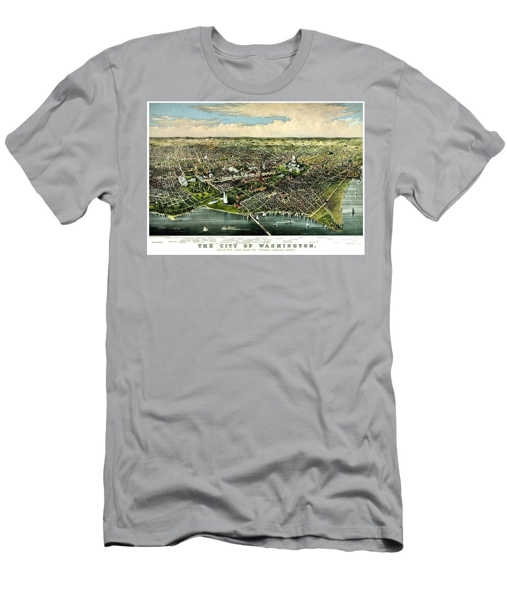 Washington T-Shirt featuring the photograph Vintage Map of the City of Washington by Benjamin Yeager