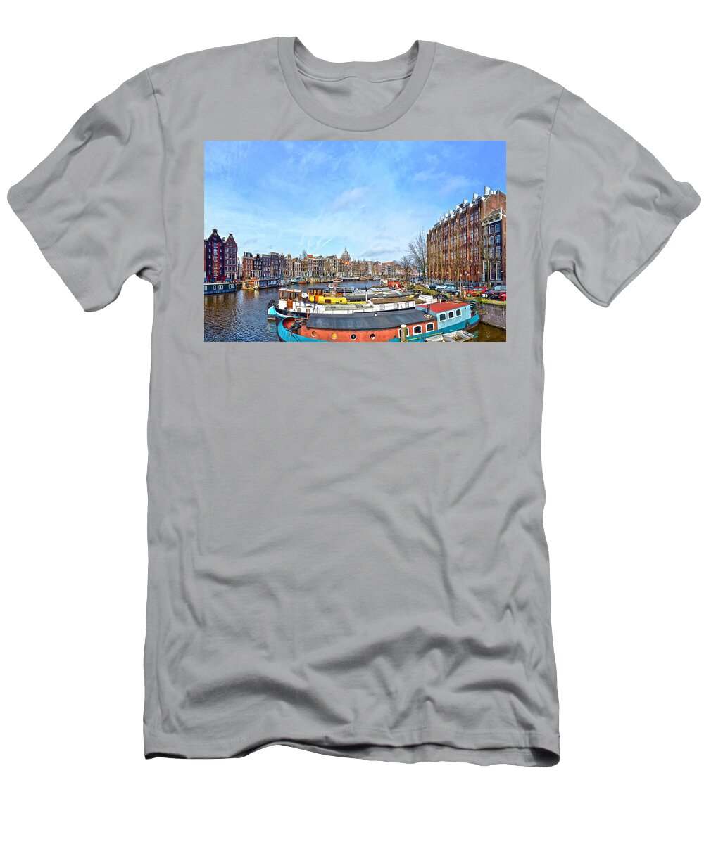 Amsterdam T-Shirt featuring the photograph Waalseilandgracht Amsterdam by Frans Blok
