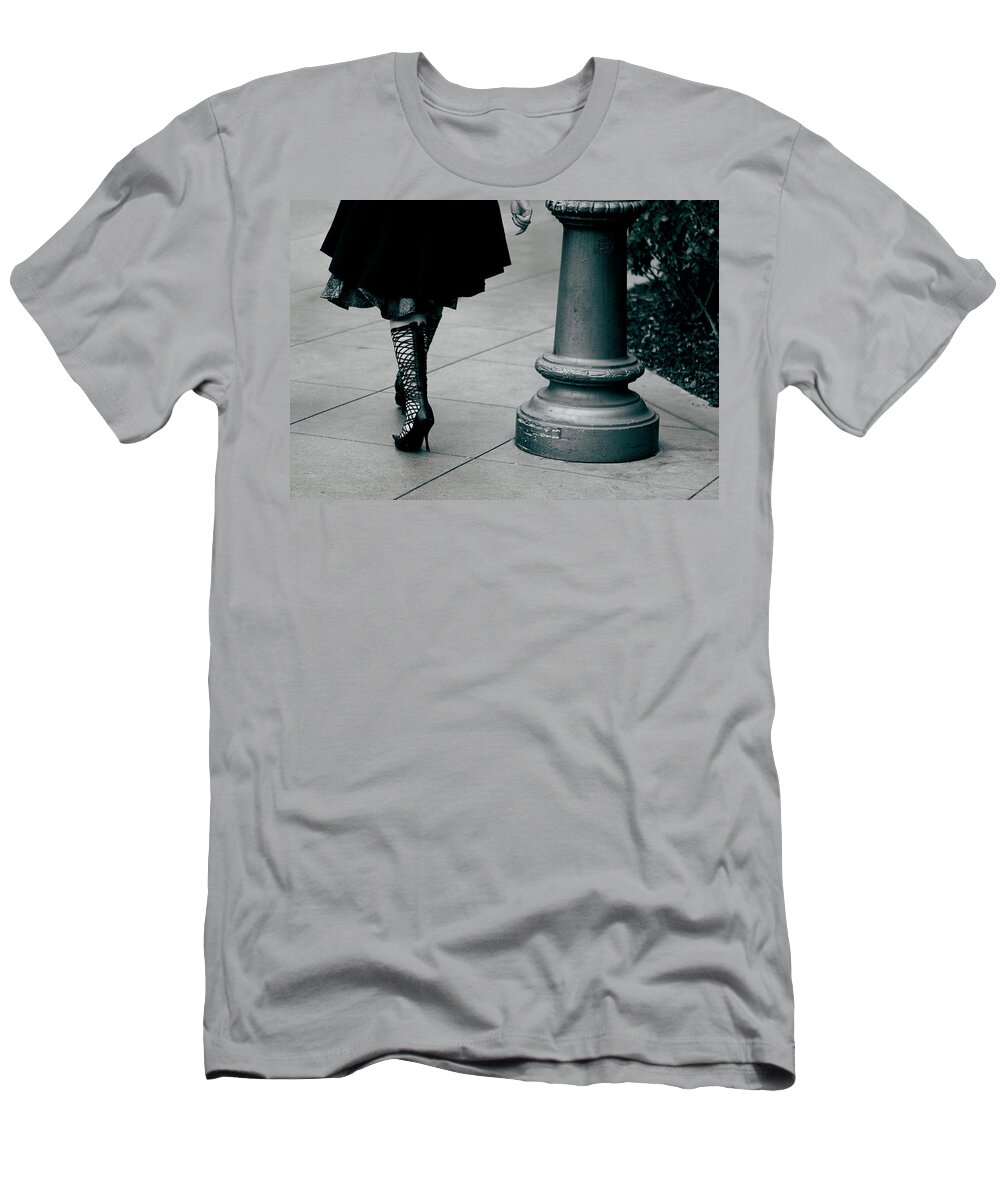 Black And White T-Shirt featuring the photograph Walk This Way by Lorraine Devon Wilke