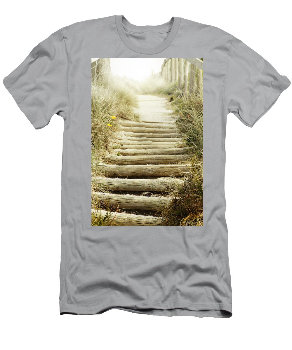 Beach T-Shirt featuring the photograph Walkway to beach by Les Cunliffe