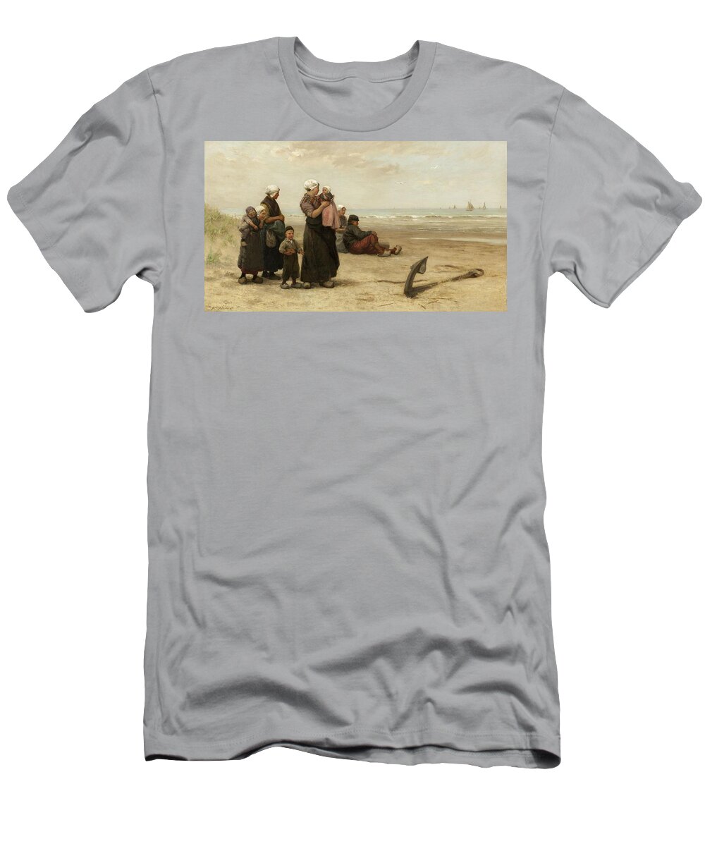 Watching T-Shirt featuring the painting Watching For The Return Of The Ships by Edith Hume