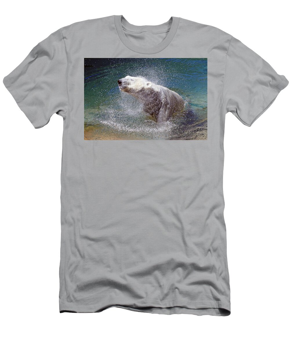 Polar Bear T-Shirt featuring the photograph Wet Polar Bear by Shoal Hollingsworth