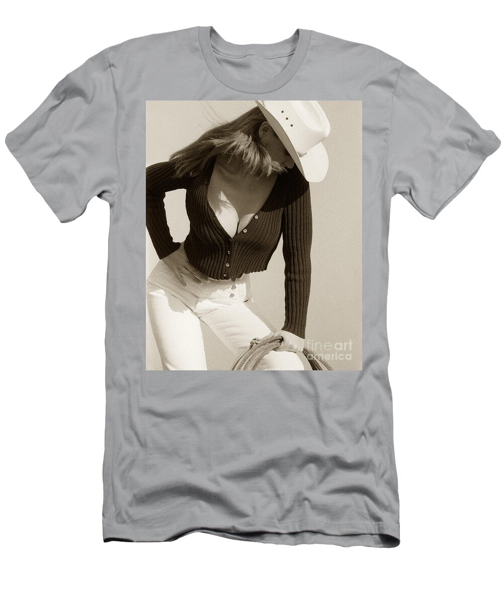 Cowgirl T-Shirt featuring the photograph What Color is My Hat by Don Schimmel