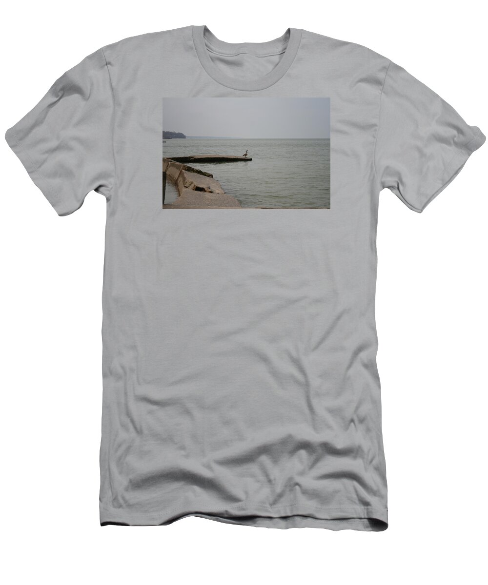 Canadian Geese T-Shirt featuring the photograph Solitude on Lake Erie by Valerie Collins