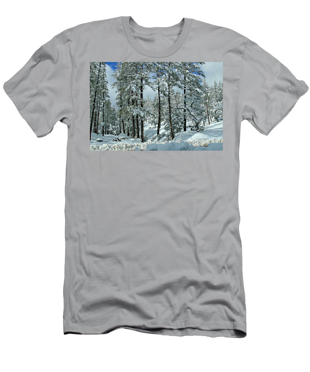 Landscape T-Shirt featuring the photograph Whispering Snow by Matalyn Gardner