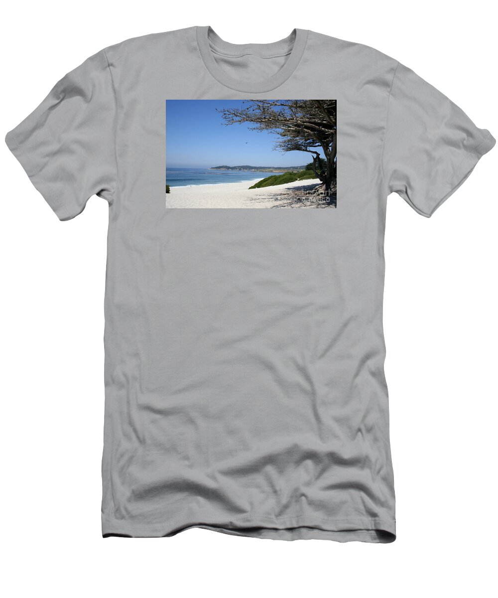 Beach T-Shirt featuring the photograph White Beach At Carmel by Christiane Schulze Art And Photography