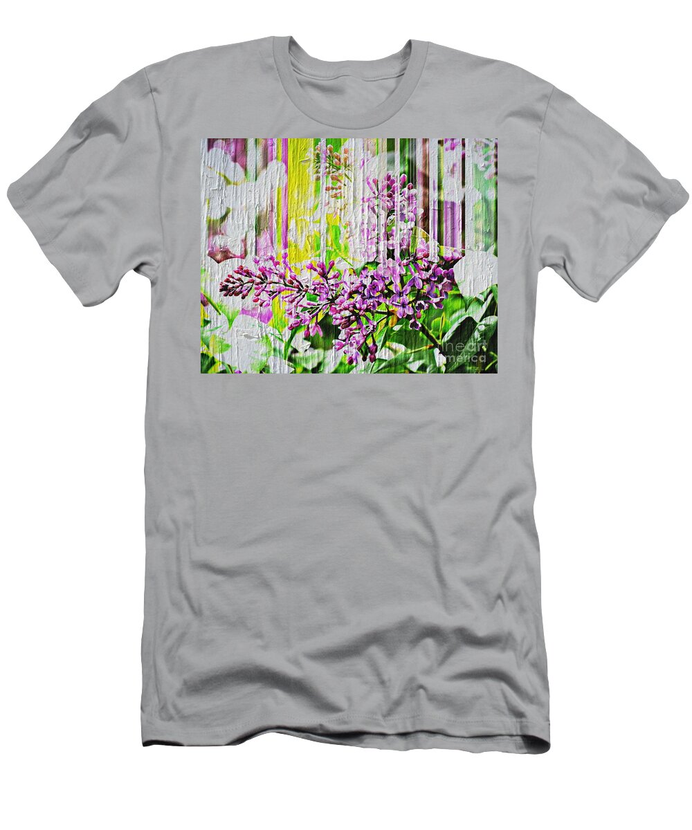 Lilac T-Shirt featuring the photograph White Washed Painted Lilac by Judy Palkimas