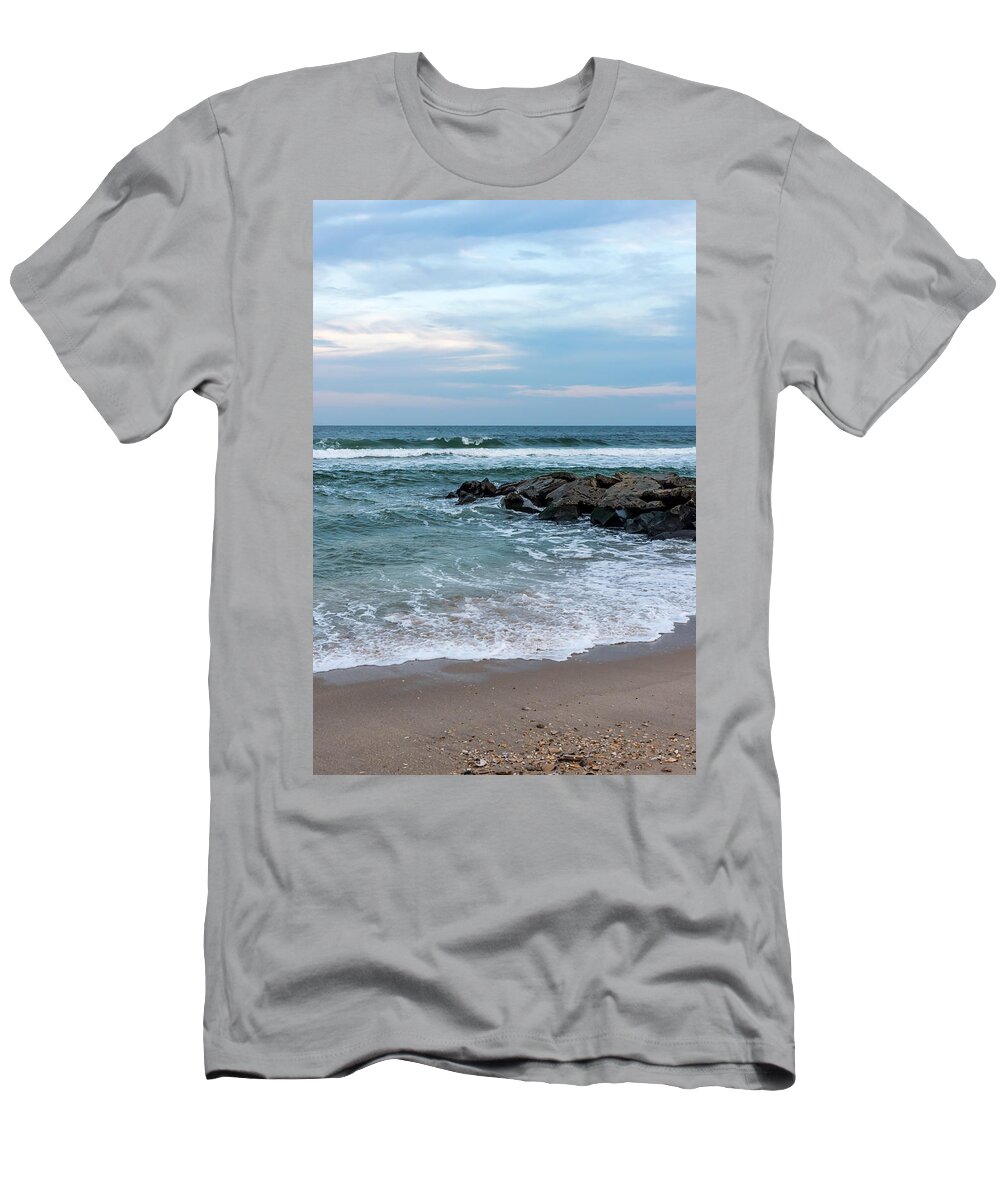 Winter Beach Lavallette New Jersey T-Shirt featuring the photograph Winter Beach Lavallette New Jersey by Terry DeLuco