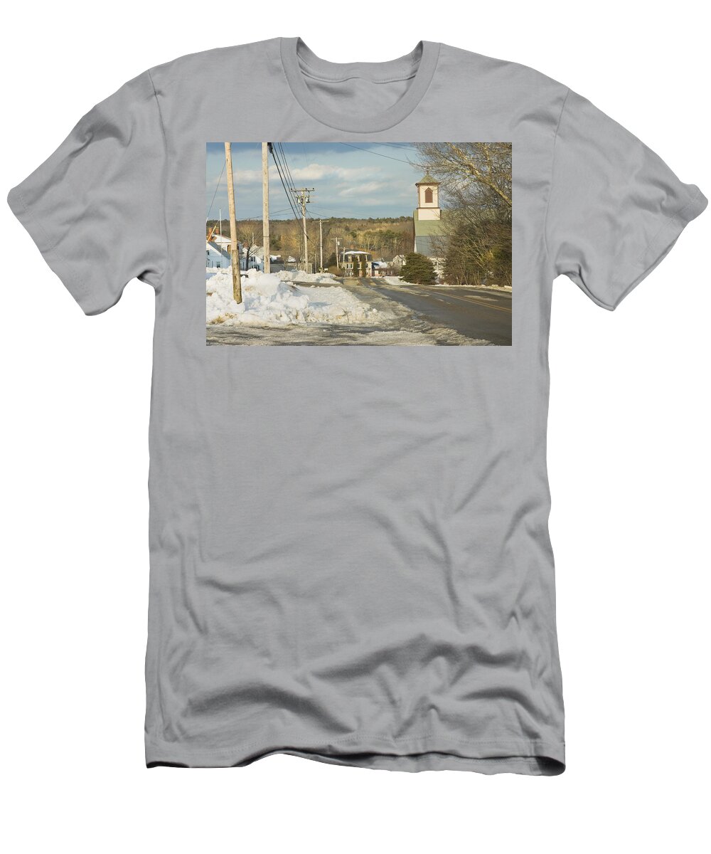 Town T-Shirt featuring the photograph Winter In Round Pond Maine by Keith Webber Jr