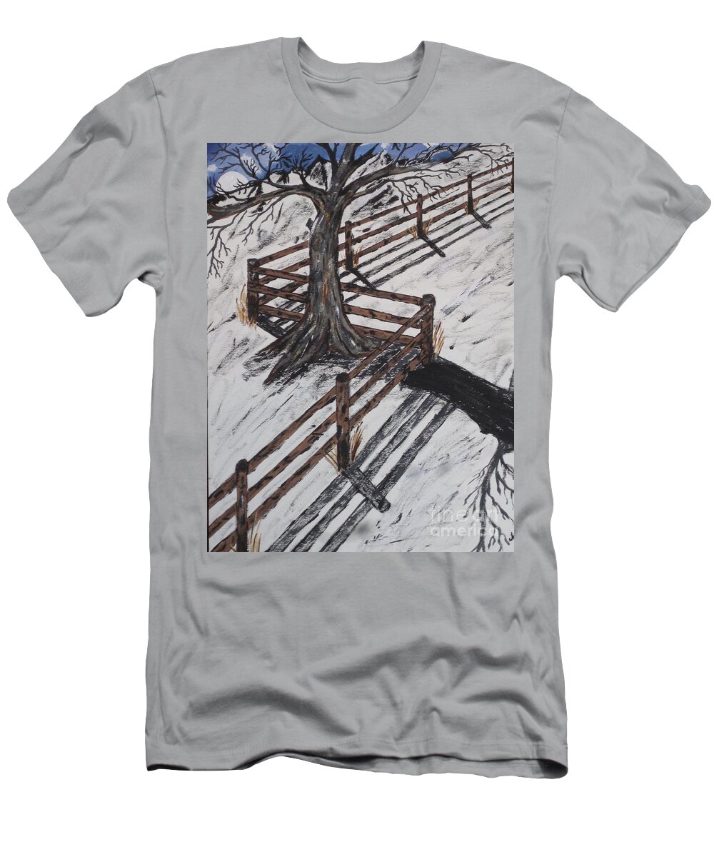  T-Shirt featuring the painting Winter Moon Shadow by Jeffrey Koss