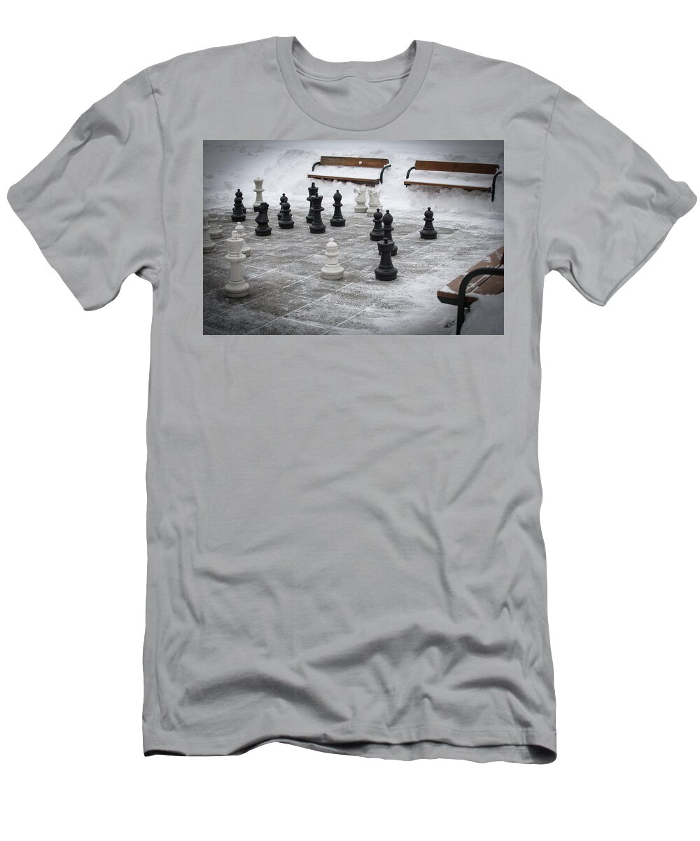 Chess T-Shirt featuring the photograph Winter Outdoor Chess by Andreas Berthold