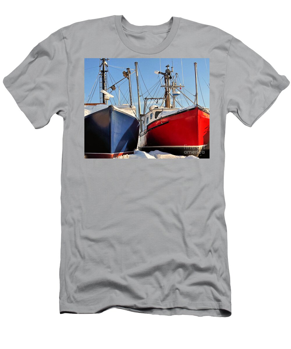 Boats T-Shirt featuring the photograph Winter Storage by Janice Drew