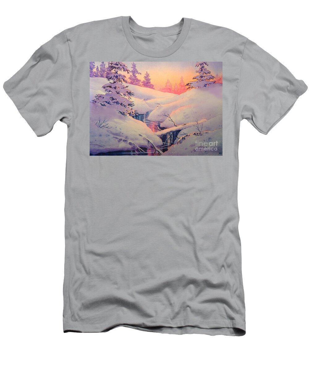 Winter Sun T-Shirt featuring the painting Winter Sun by Teresa Ascone