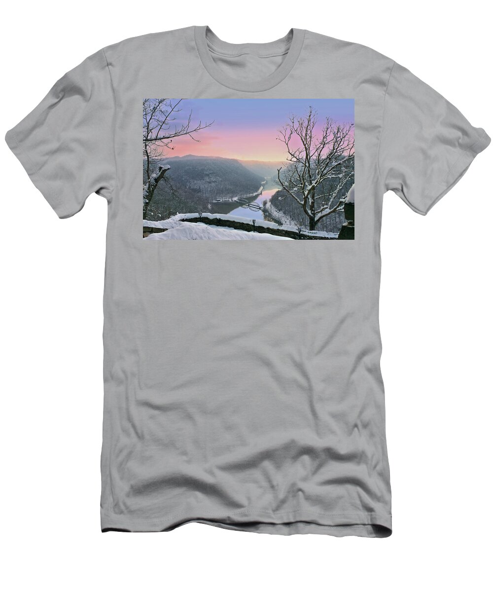 Hawks Nest State Park T-Shirt featuring the photograph Winter Sunrise at Hawks Nest by Mary Almond