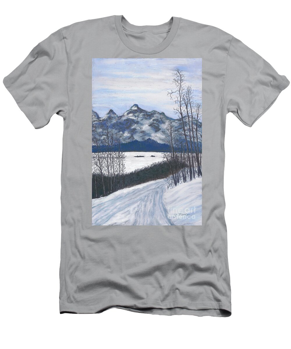 Montana T-Shirt featuring the painting Winter Tetons by Ginny Neece