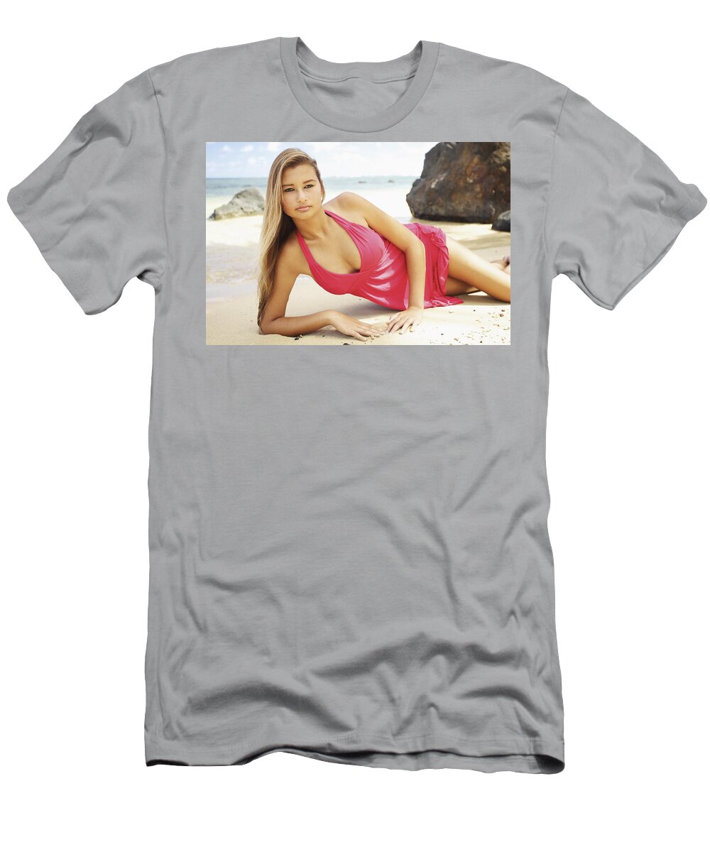 Anini Bay T-Shirt featuring the photograph Woman at Anini Bay by Kicka Witte