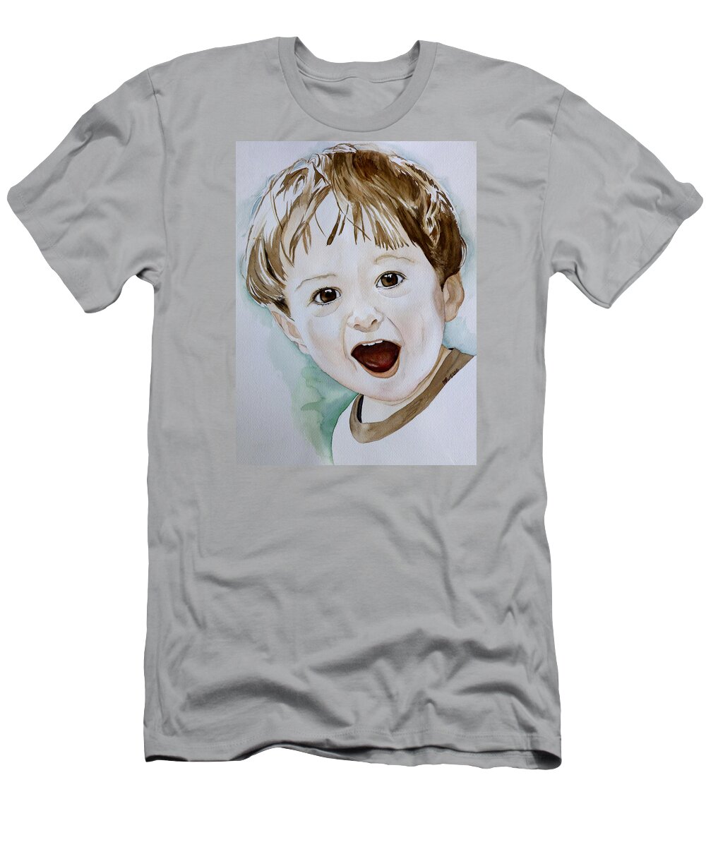 Little Boy T-Shirt featuring the painting Wow by Michal Madison