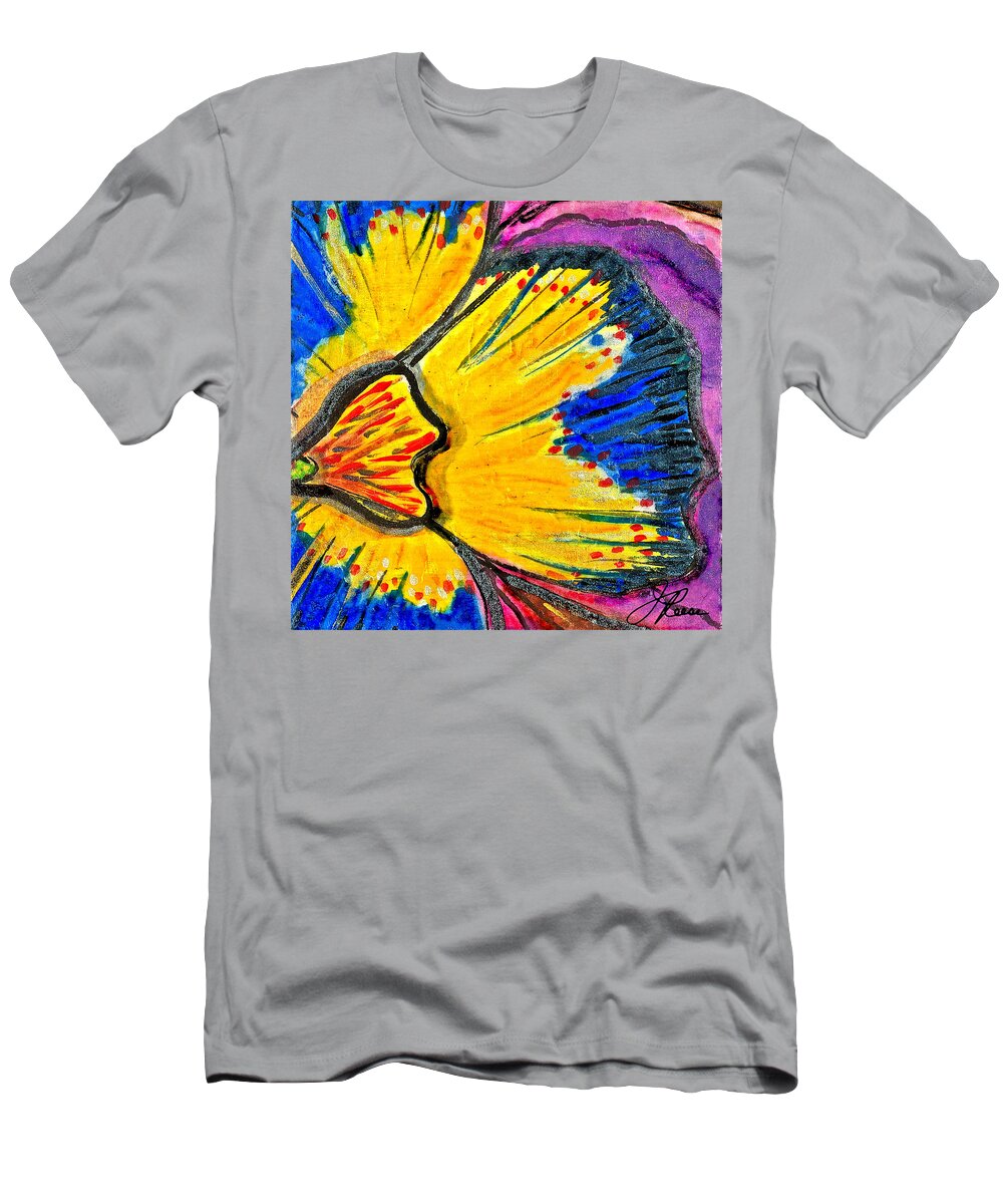 Flower T-Shirt featuring the painting Yellow Blue Flower by Joan Reese