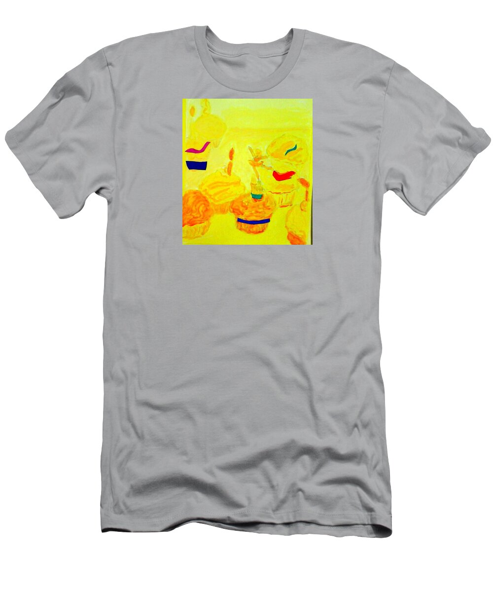Yellow Cupcakes T-Shirt featuring the painting Yellow Cupcakes by Suzanne Berthier