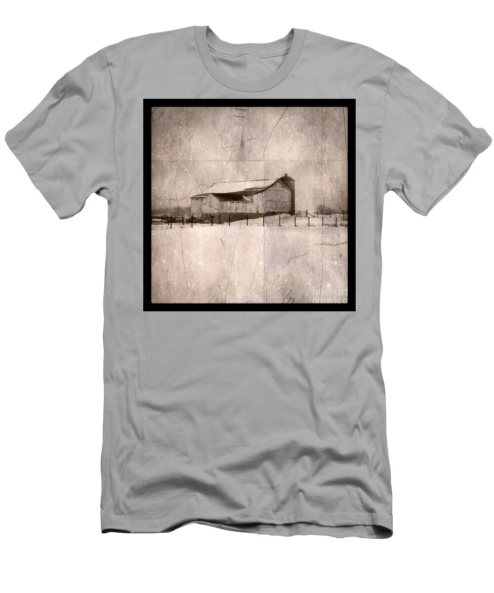 Countryside T-Shirt featuring the photograph Barn in Snow #1 by Jill Battaglia