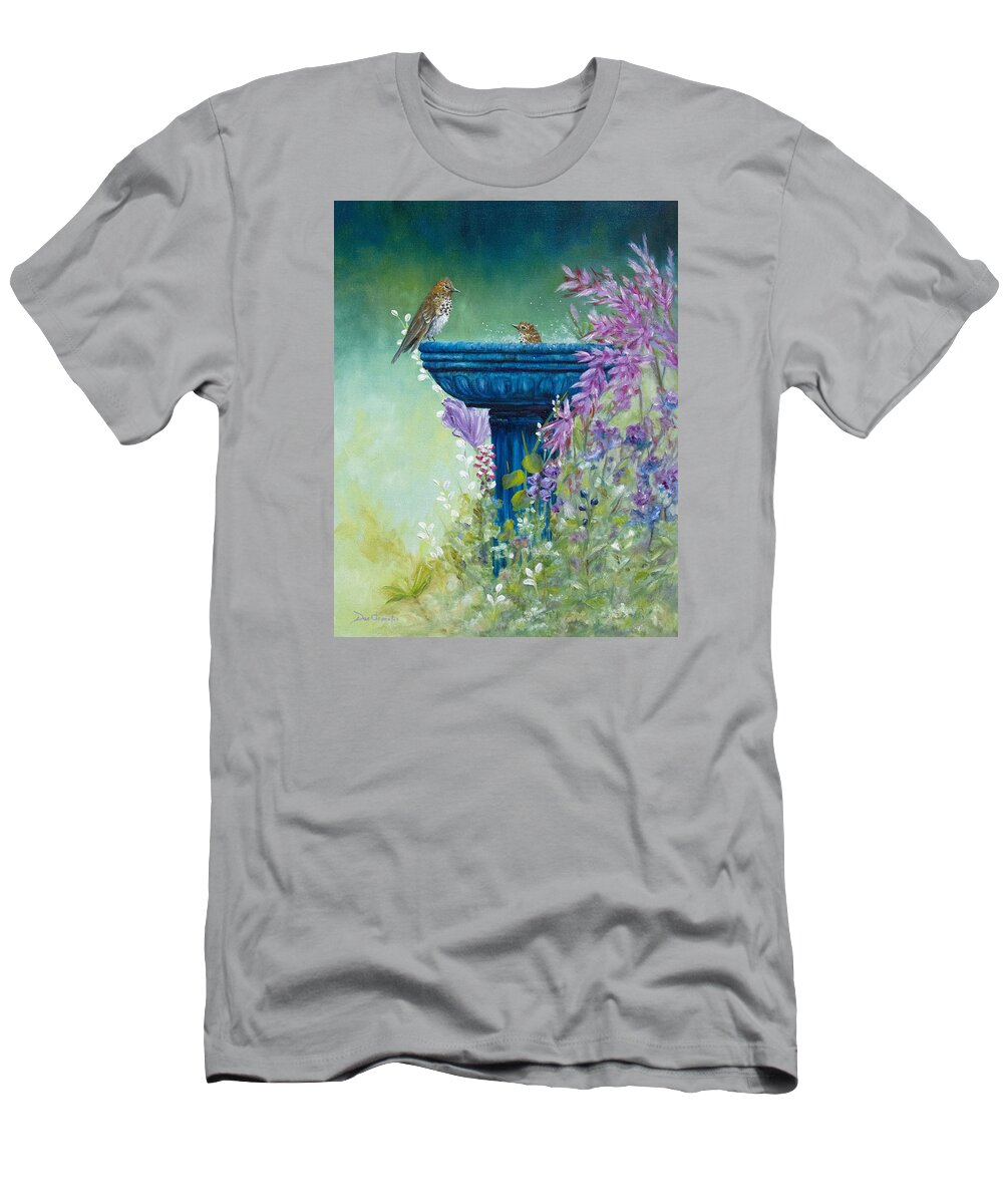 Garden T-Shirt featuring the painting Bath Time by Dee Carpenter