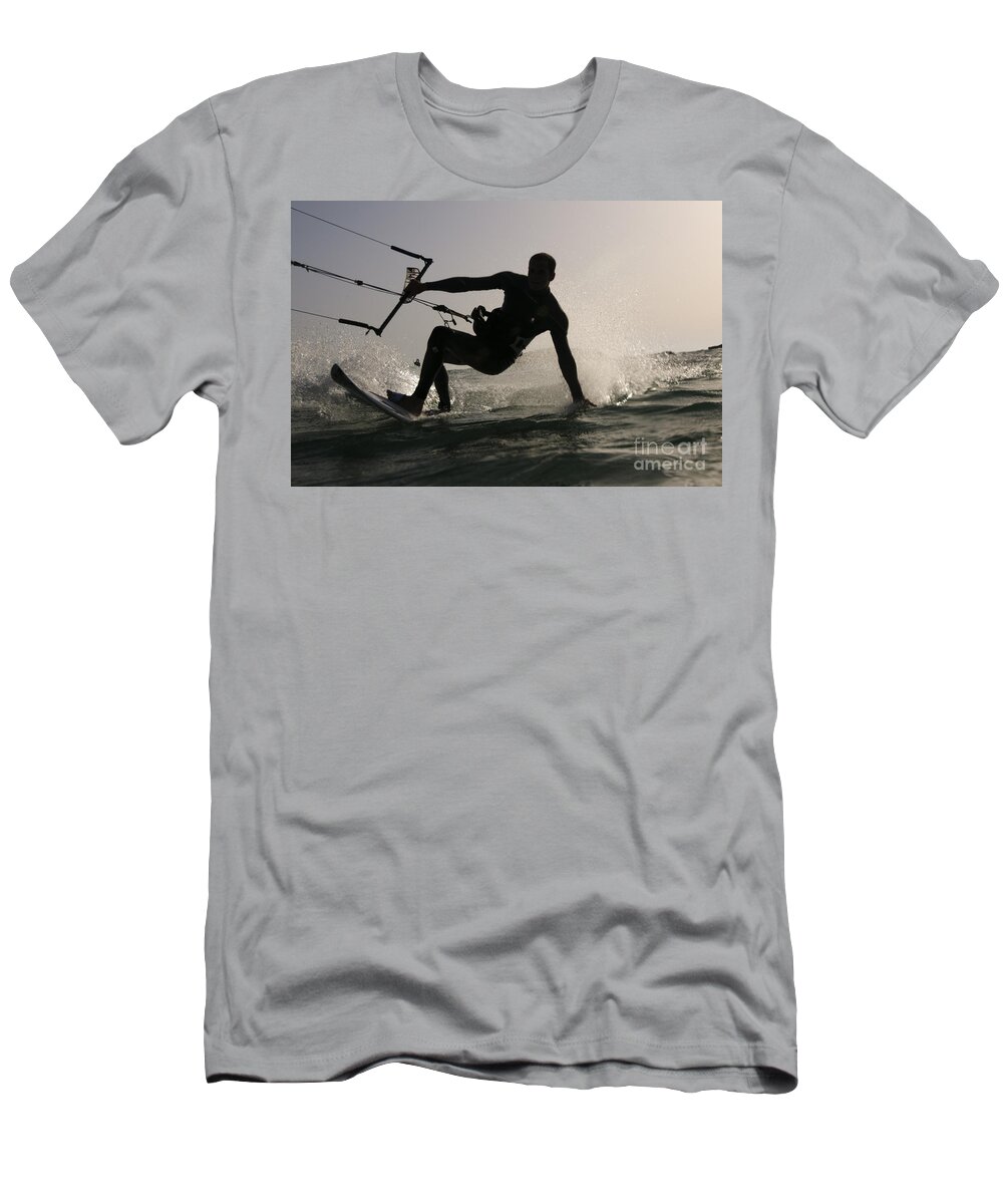 Kitesurfing T-Shirt featuring the photograph Kitesurfing board #1 by Hagai Nativ