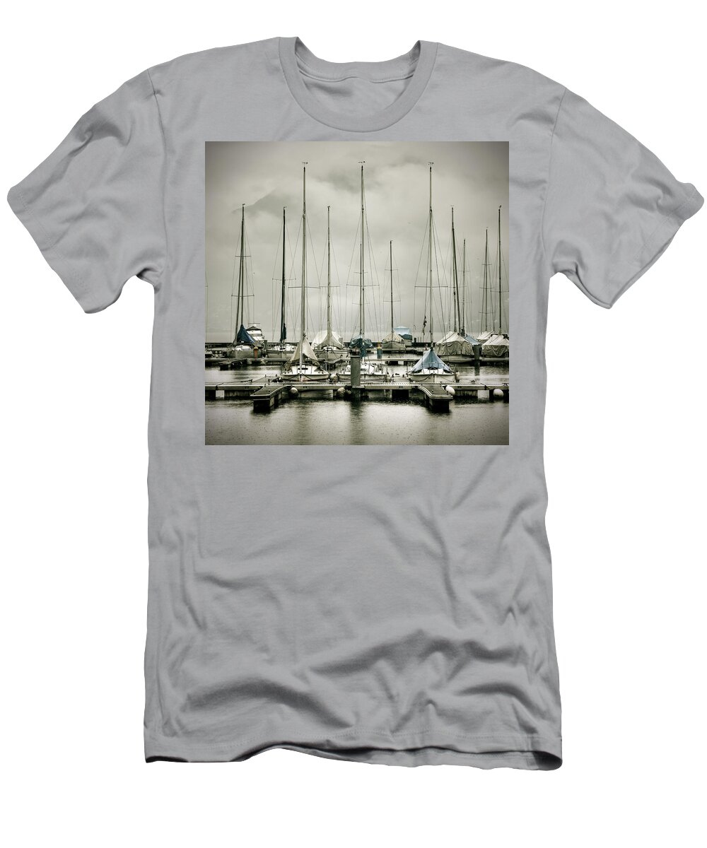 Boat T-Shirt featuring the photograph Port On A Rainy Day #1 by Joana Kruse